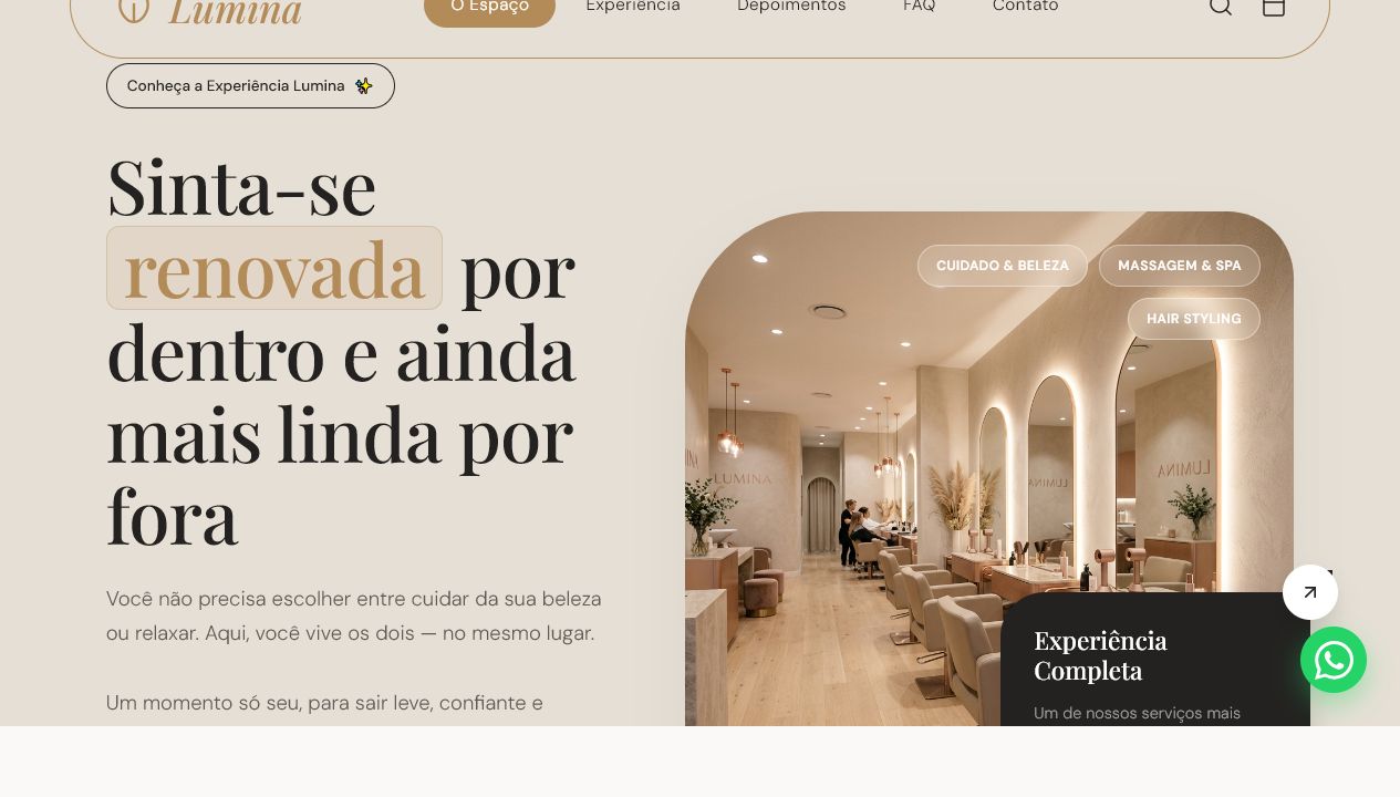 Projeto autoral de site para salão de beleza e spa criado por Marcos Ribeiro